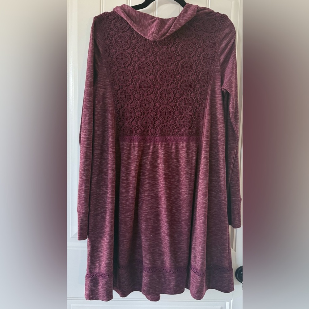 Anthropologie Burgundy Cowl Neck Midi Dress